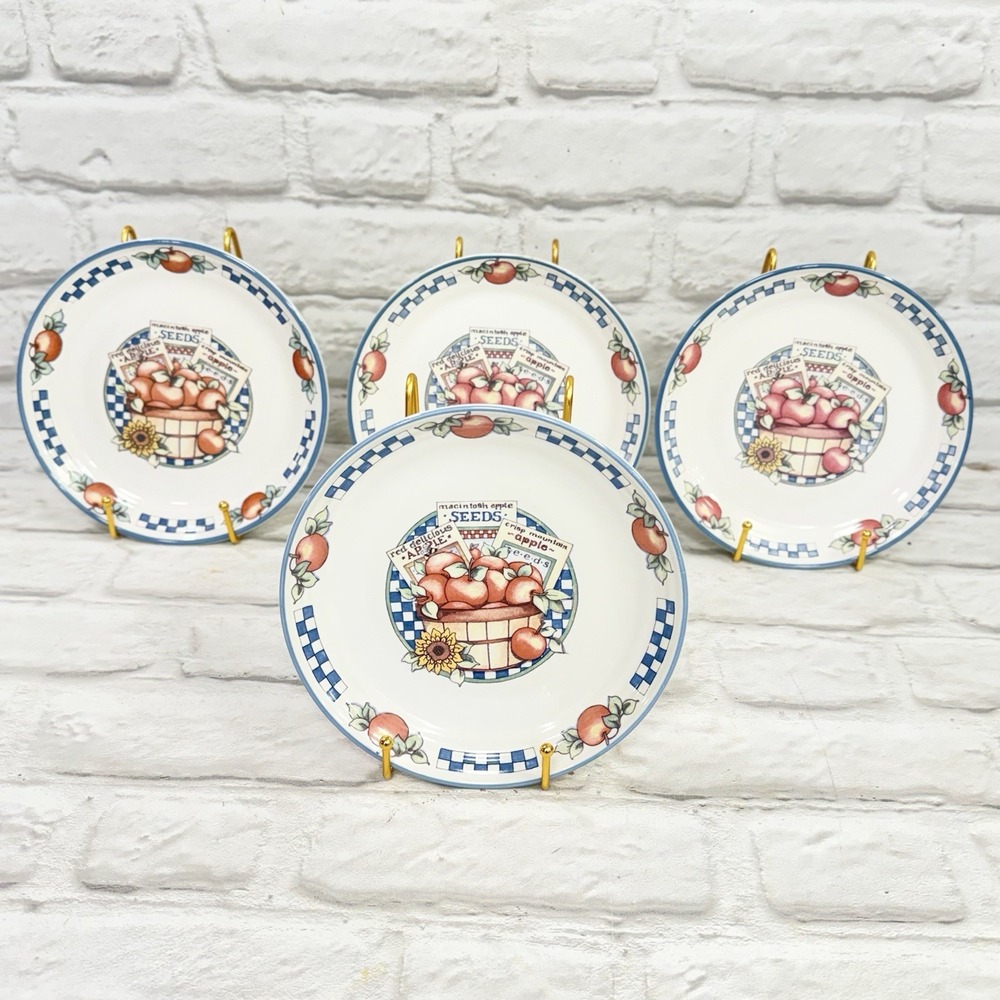 Vtg International Tableworks Salad Lunch Plate Apple Time 4ct Cottage Farmhouse